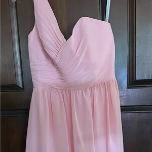 Soft pink dress -size 4- one shoulder (first picture revealed the color better)